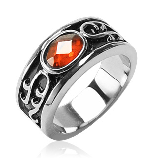 Bague homme gothique ambre et liseret