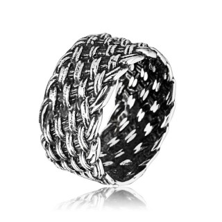 Bague homme gothique en acier style tiss