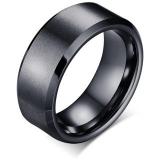 Bague homme noire en tungstene  bandeau bross