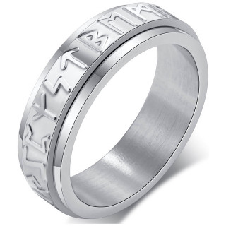 Bague homme  runes vikings en acier (bandeau tournant)