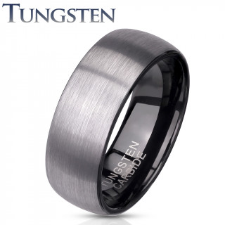 Bague homme tungstene noire  bandeau bross gris mt