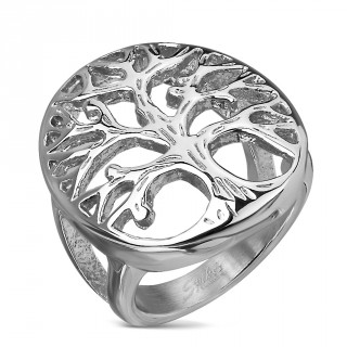 Bague mixte en acier  arbre de vie