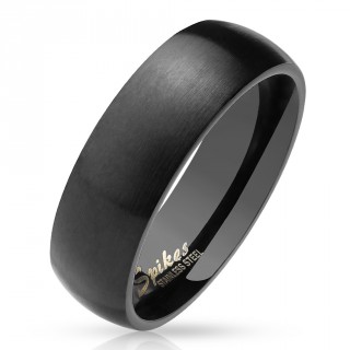 Bague mixte noire en acier finitions blosse et polie