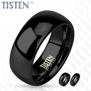 Bague mixte style alliance en Tisten noir et poli miroir