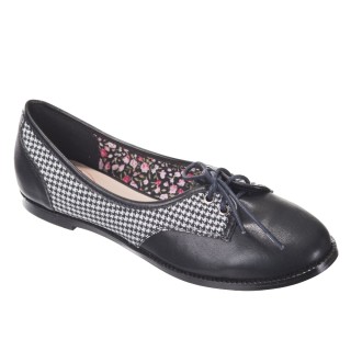 Ballerines rock  tissu noir et blanc modle Kendra - Banned