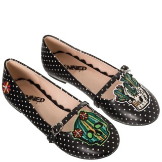 Ballerines rockabilly noires  cussons cranes de sucre cactus - Banned