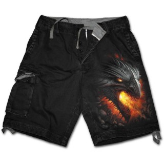 Bermuda gothique homme avec sombre dragon de feu et symbole tribal