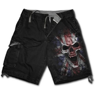 Bermuda rock homme avec tte de mort sur drapeau Union Jack