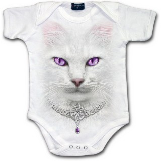 Body bb blanc  chat avec collier celtique