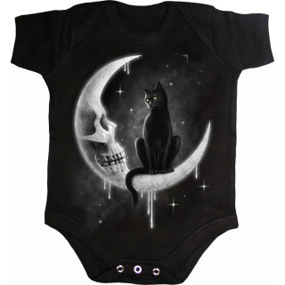 Body bébé chat noir sur lune crâne