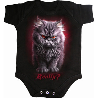 Body bb  chat pas content style "Angry cat" au regard rouge