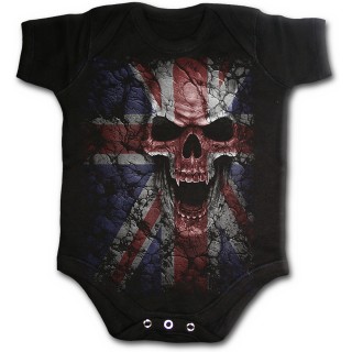 Body bb rock noir avec tte de mort sur drapeau Union Jack