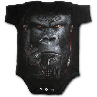Body bb gothique noir  gorille tatou tribal avec couteurs