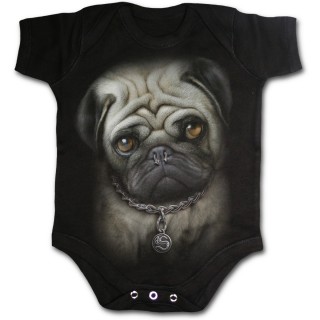 Body bb noir punk-rock  chien bulldog avec piercing au nez