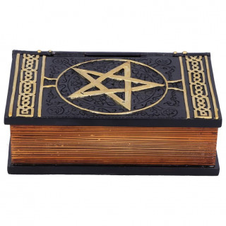 Boite en forme de livre de sorts avec pentagramme (15cm)