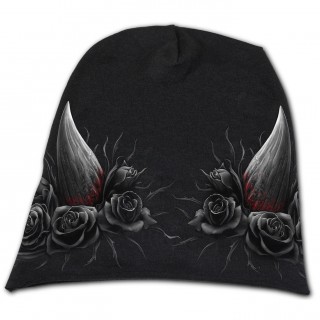 Bonnet gothique  cornes et roses noires "SHE DEVIL"