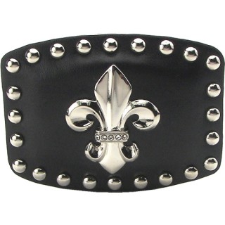 Boucle de ceinture en cuir poinconn avec fleur de Lys