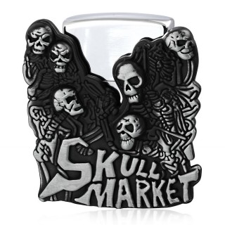 Boucle de ceinture porte briquet "Skull Market" + briquet