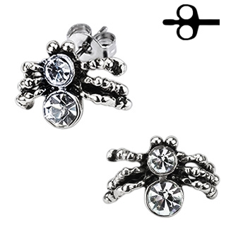 Boucles d'oreilles acier araigne sertie