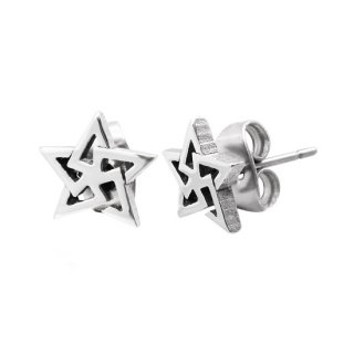 Boucles d'oreilles acier pentagramme