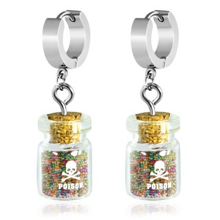 Boucles d'oreilles anneau  pendentif bocal poison