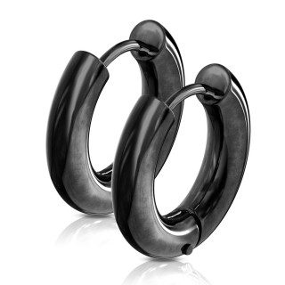 Boucles d'oreilles créoles épaisses noires en acier (paire)