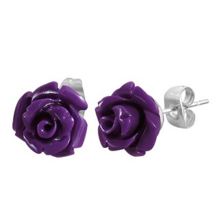 Boucles d'oreilles fleurs violettes