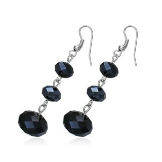 Boucles d'oreilles perles ovales facettes noires