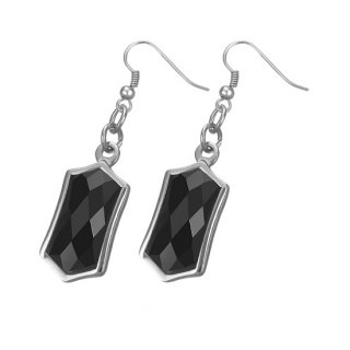 Boucles d'oreilles pierres hexagonales noires