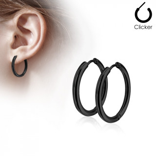 Boucles d'oreille croles en acier plaqu IP - Noir