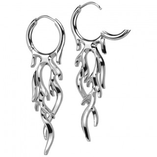 Boucles d'oreille en acier  flammes infernales (Paire)