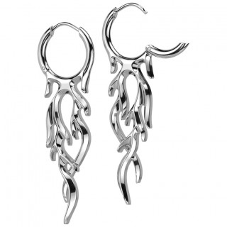 Boucles d'oreille en acier  flammes infernales (Paire)