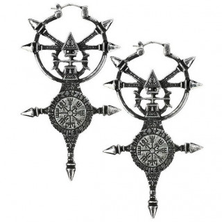 Boucles d'oreilles argentes style viking  Vegvisir - Restyle