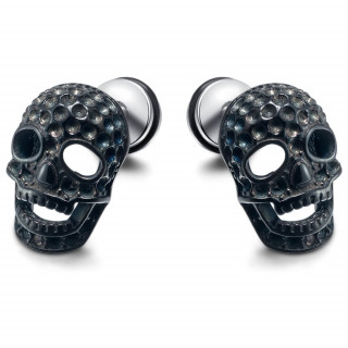 Boucles d'oreilles cranes martels noirs en acier (paire)