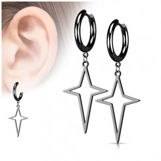 Boucles d'oreilles croles  toile abstraite en acier Noir