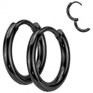 Boucles d'oreilles croles Noires en acier (la paire)