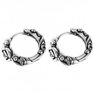 Boucles d'oreilles croles  roses vintages en acier (Paire)