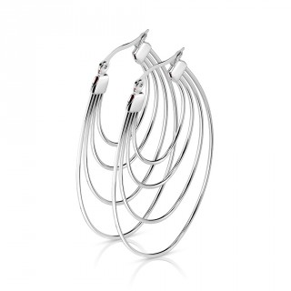 Boucles d'oreilles en acier  anneaux concentriques (paire)