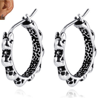 Boucles d'oreilles gothiques en acier  ttes de mort (paire)