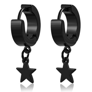 Boucles d'oreilles noires en acier  toile suspendue (paire)