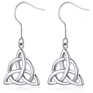 Boucles d'oreilles  pendant noeud celtique triquetra en acier