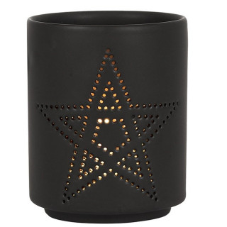 Bougeoir chauffe-plat noir  pentagramme en pointills