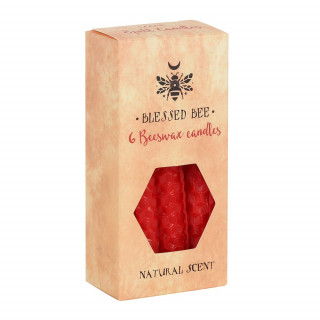 6 bougies rouges en cire d'abeille pour rituel d'Amour et Courage (10cm)