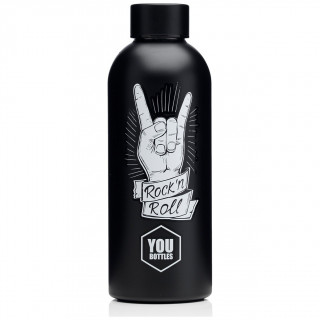 Bouteille isotherme noire  main rock'n'roll (50cl)