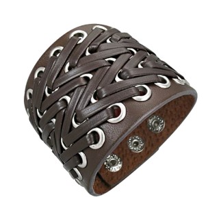 Bracelet cuir perfor  lanires en zigzag