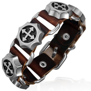 Bracelet cuir steampunk  engrenages tournants