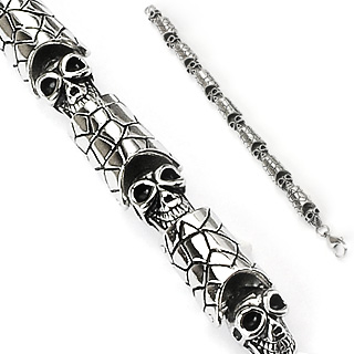Bracelet gothique homme ttes de mort et craquelures