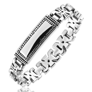 Bracelet gourmette homme acier  croix celtiques graves