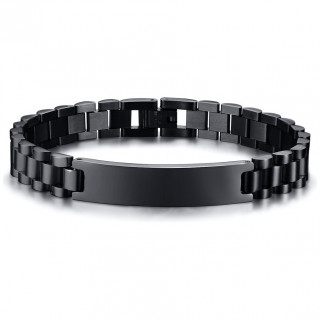 Bracelet-gourmette homme noir en acier style chenille