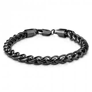 Bracelet homme  maille style spiga en acier noir